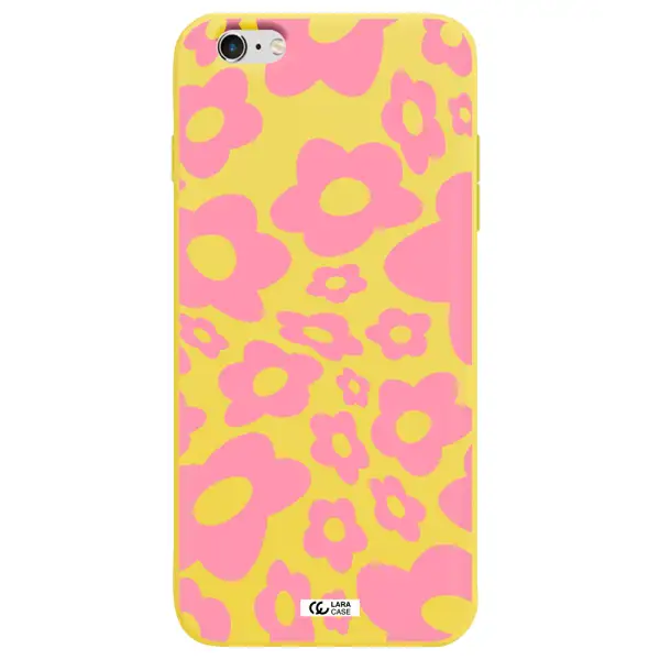 Five Petal Pink Flower Apple iPhone 6 s plus Silicone canary yellow Case