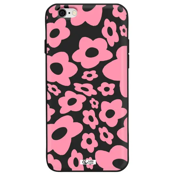 Five Petal Pink Flower Apple iPhone 6 Silicone black Case