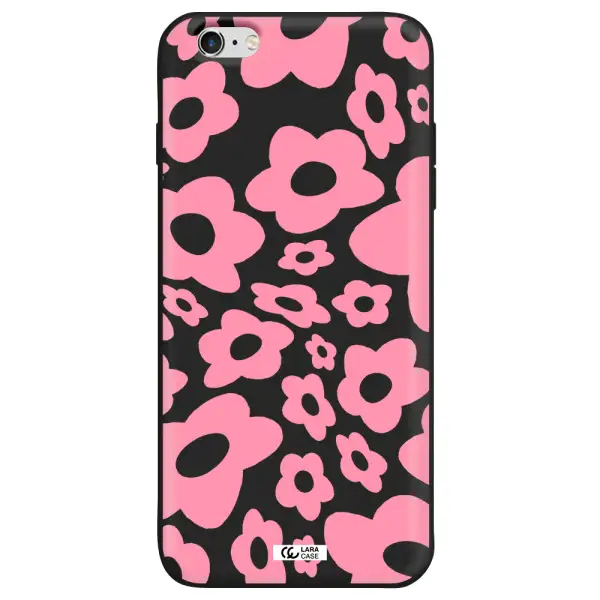 Five Petal Pink Flower Apple iPhone 6S Silicone black Case