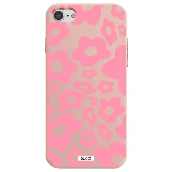 Five Petal Pink Flower Apple iPhone 7 Silicone pastel pink Case
