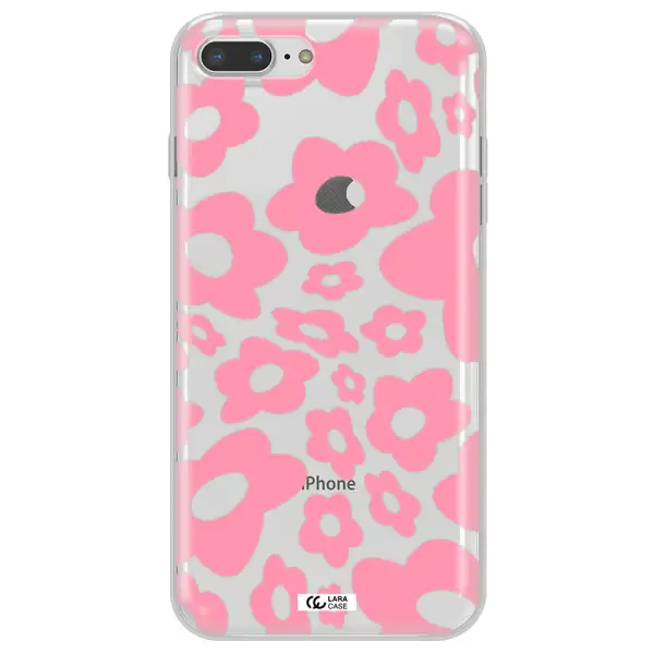 Five Petal Pink Flower Apple iPhone 8 plus Clear TPU Case