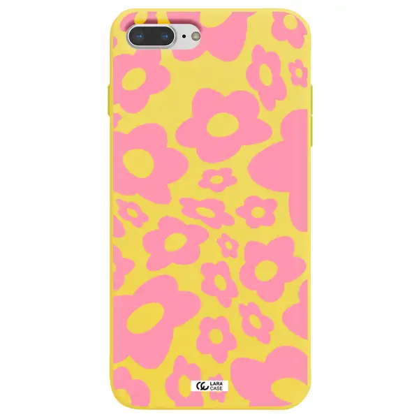 Five Petal Pink Flower Apple iPhone 8 plus Silicone canary yellow Case
