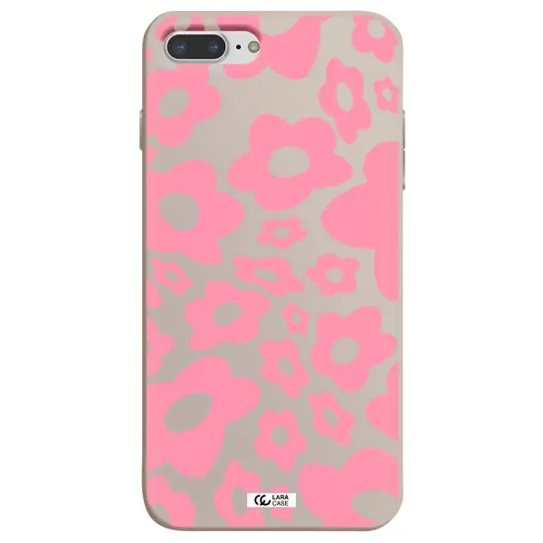 Five Petal Pink Flower Apple iPhone 8 plus Silicone Stone Case