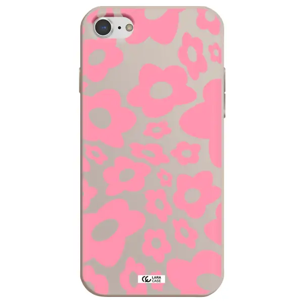 Five Petal Pink Flower Apple iPhone 8 Silicone Stone Case