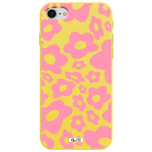 Five Petal Pink Flower Apple iPhone se 2020 Silicone canary yellow Case