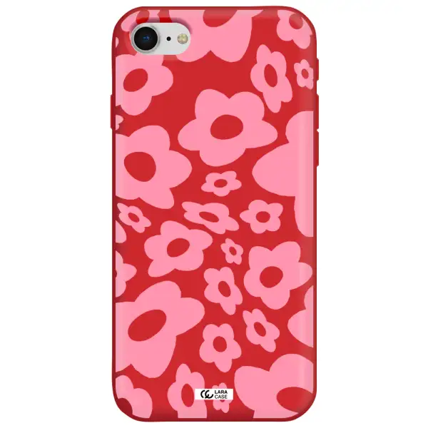 Five Petal Pink Flower Apple iPhone se 2020 Silicone Imperial Red Case