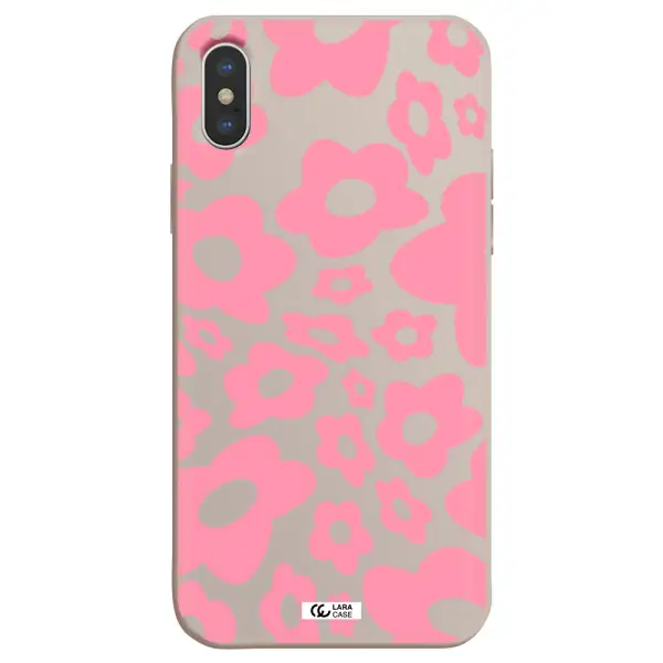 Five Petal Pink Flower Apple iPhone XS Silicone Stone Case