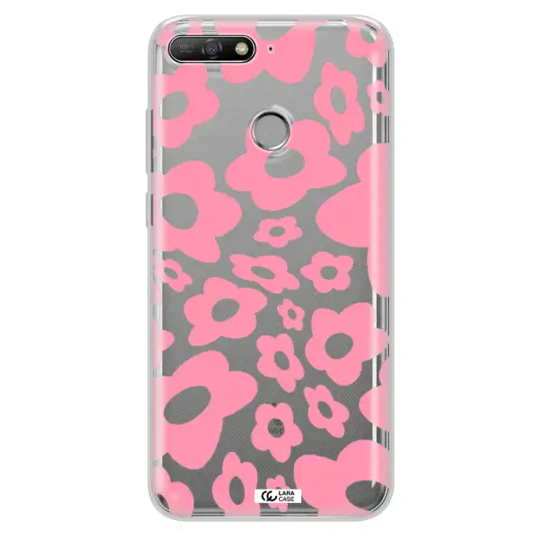 Five Petal Pink Flower Huawei Y6 Prime 2018 Clear TPU Case