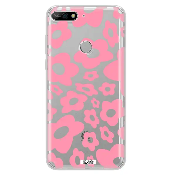 Five Petal Pink Flower Huawei Y7 2018 Clear TPU Case