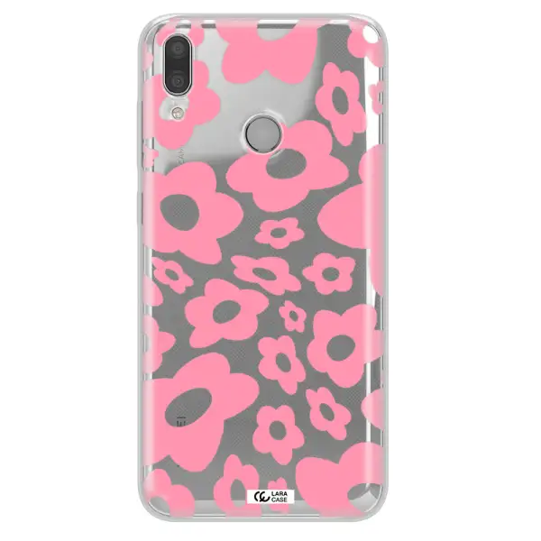 Five Petal Pink Flower Huawei Y7 2019 Clear TPU Case