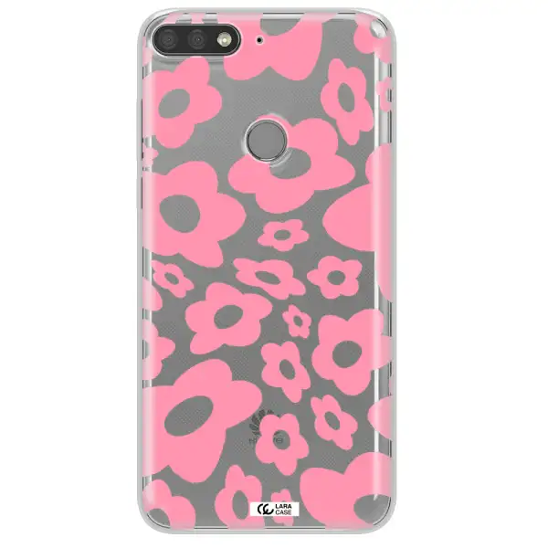 Five Petal Pink Flower Huawei Y7 Prime 2018 Clear TPU Case