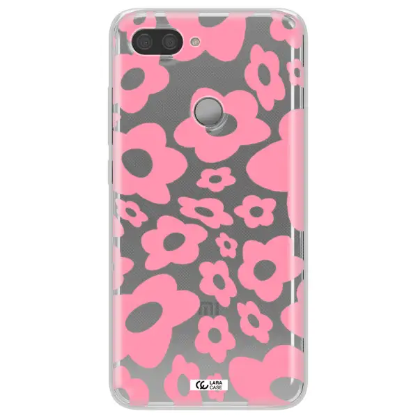 Five Petal Pink Flower Xiaomi Mi 8 Lite Clear TPU Case