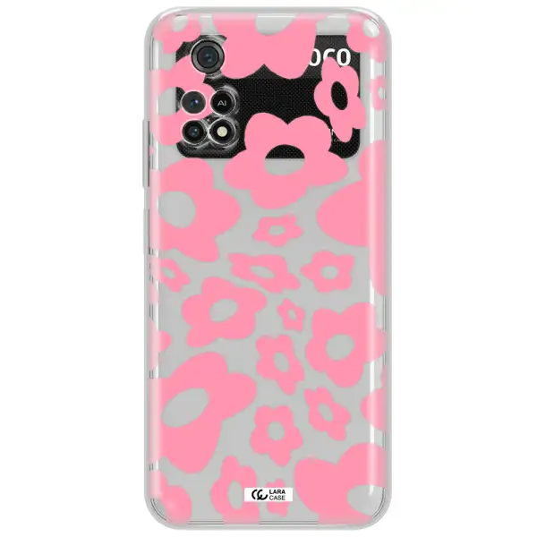 Five Petal Pink Flower Xiaomi Poco M4 Pro 4G Clear Tpu Case