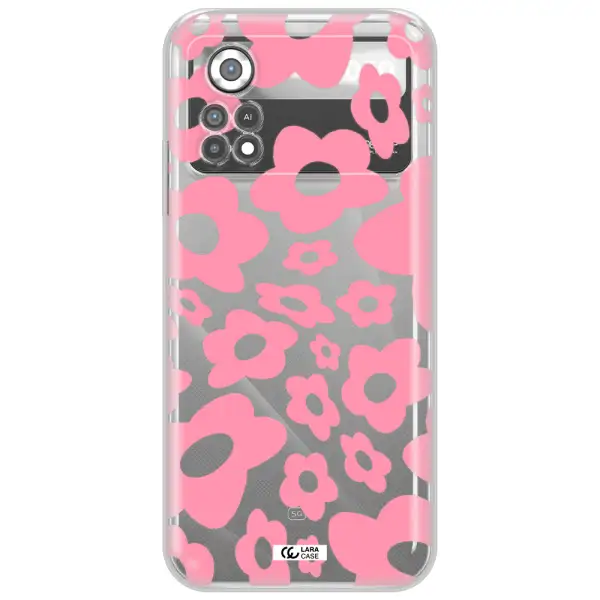 Five Petal Pink Flower Xiaomi Poco X4 Pro Clear TPU Case