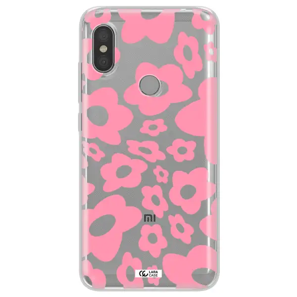Five Petal Pink Flower Xiaomi Redmi Note 6 Pro Clear TPU Case
