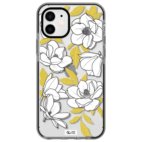 White Quince Flower Apple iPhone 11 impact black border Case