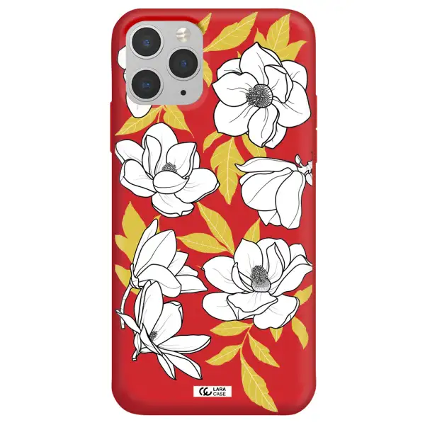 White Quince Flower Apple iPhone 11 pro Silicone Imperial Red Case