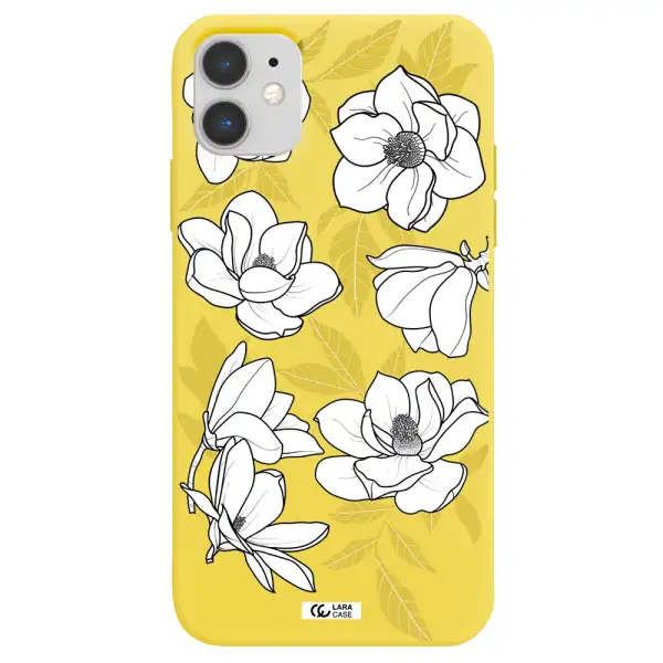 White Quince Flower Apple iPhone 11 Silicone canary yellow Case