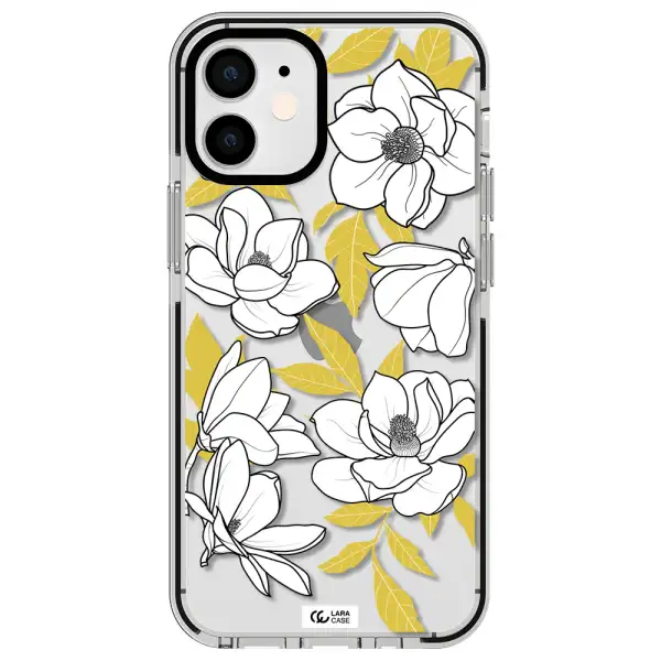 White Quince Flower Apple iPhone 12 mini impact black border Case