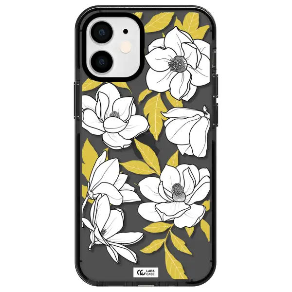 White Quince Flower Apple iPhone 12 mini impact Smoke Black Case