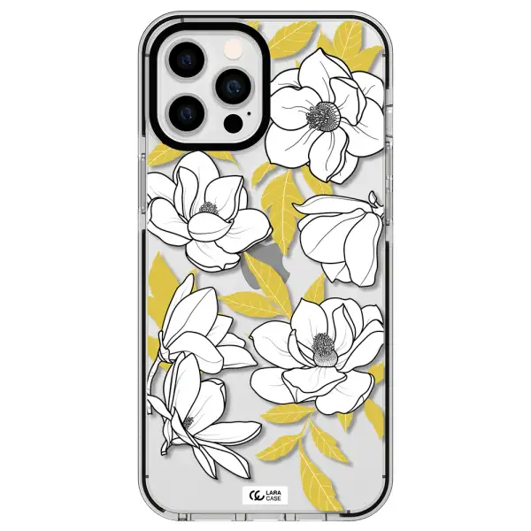 White Quince Flower Apple iPhone 12 pro max impact black border Case