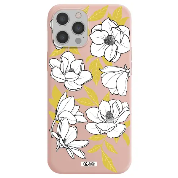 White Quince Flower Apple iPhone 12 pro max Silicone pastel pink Case
