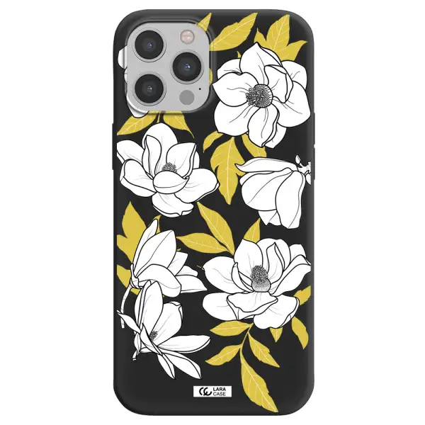 White Quince Flower Apple iPhone 12 pro Silicone black Case
