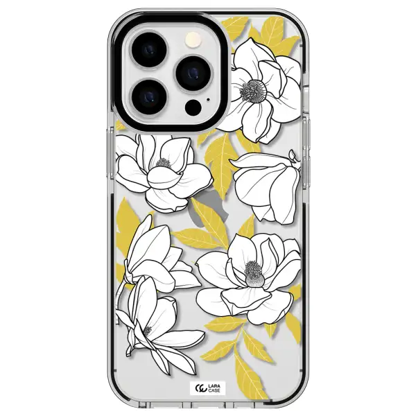 White Quince Flower Apple iPhone 13 Pro impact black border Case