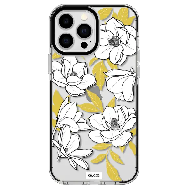 White Quince Flower Apple iPhone 13 Pro Max impact black border Case