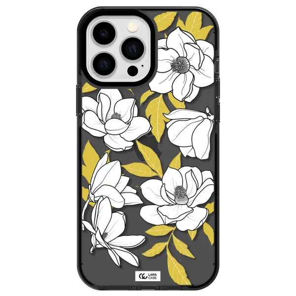 White Quince Flower Apple iPhone 13 Pro Max impact Smoke Black Case