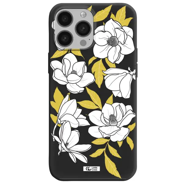 White Quince Flower Apple iPhone 13 Pro Max Silicone black Case