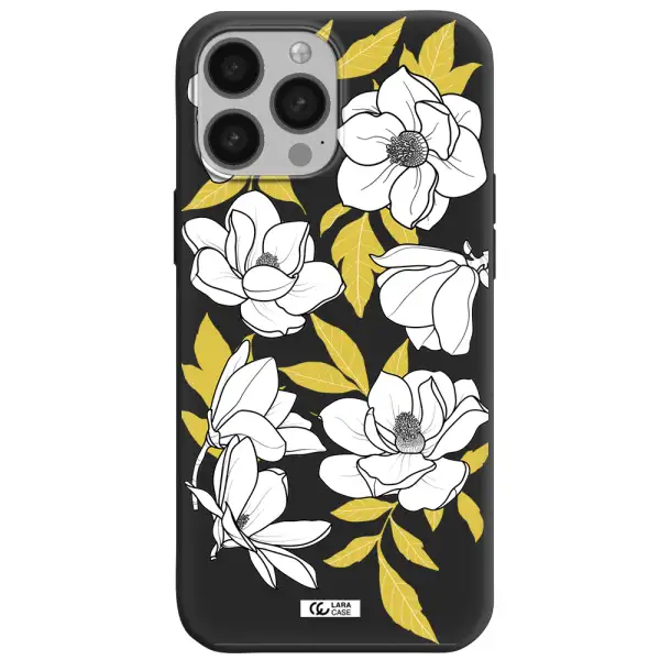 White Quince Flower Apple iPhone 13 Pro Silicone black Case