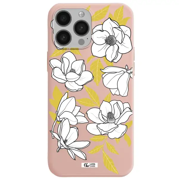 White Quince Flower Apple iPhone 13 Pro Silicone pastel pink Case
