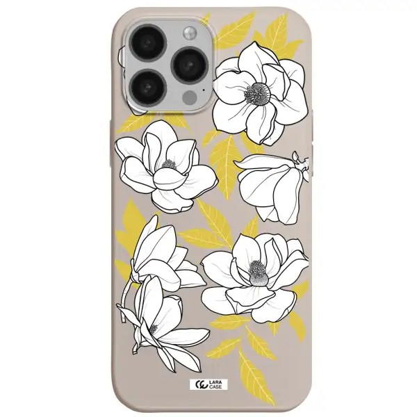 White Quince Flower Apple iPhone 13 Pro Silicone Stone Case