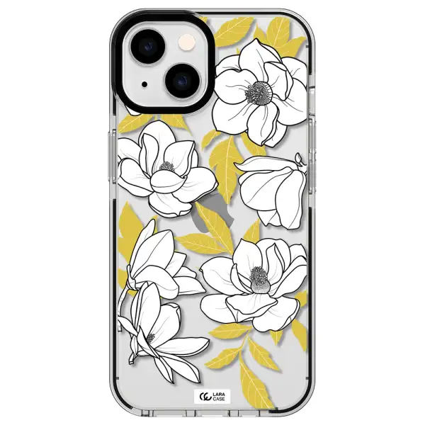 White Quince Flower Apple iPhone 14 impact black border Case