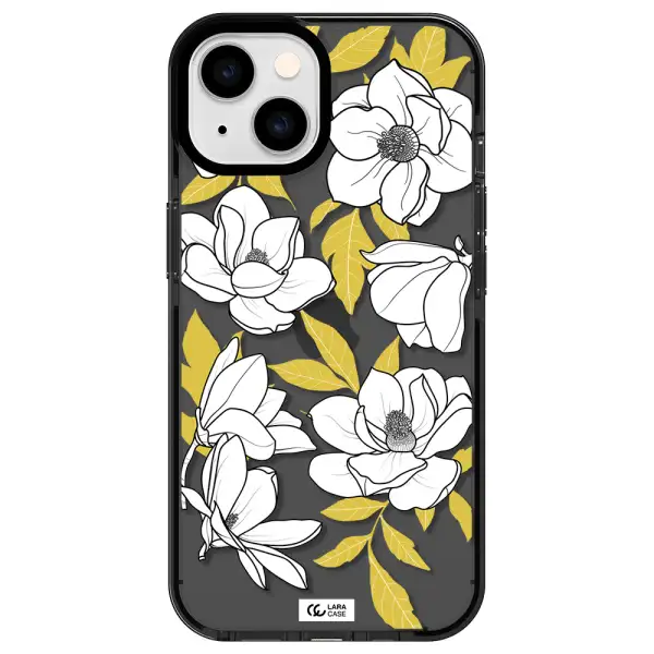 White Quince Flower Apple iPhone 14 impact Smoke Black Case