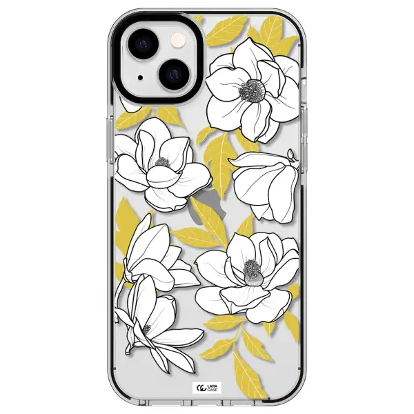 White Quince Flower Apple iPhone 14 plus impact black border Case