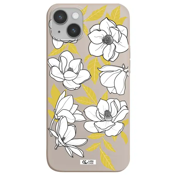White Quince Flower Apple iPhone 14 plus Silicone Stone Case