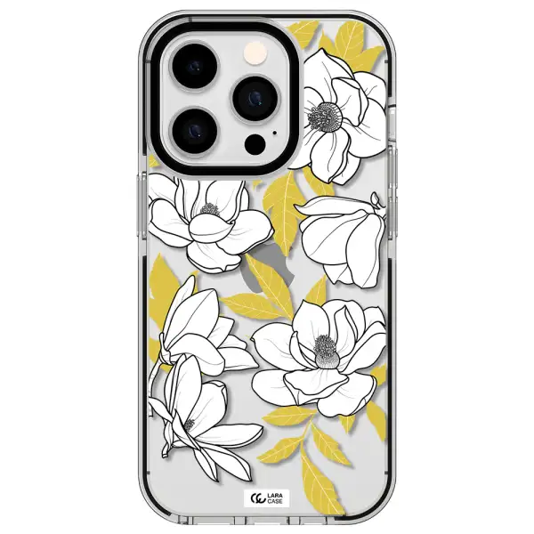 White Quince Flower Apple iPhone 14 pro impact black border Case