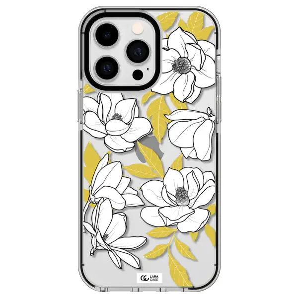 White Quince Flower Apple iPhone 15 Pro Max impact black border Case