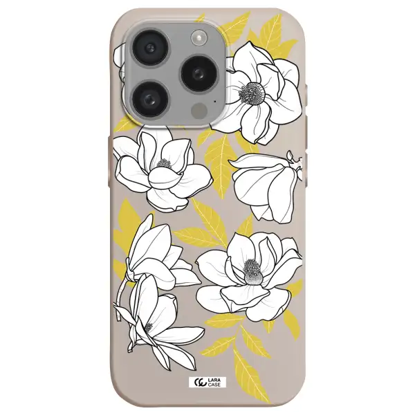 White Quince Flower Apple Iphone 15 Pro Silicone Stone Case