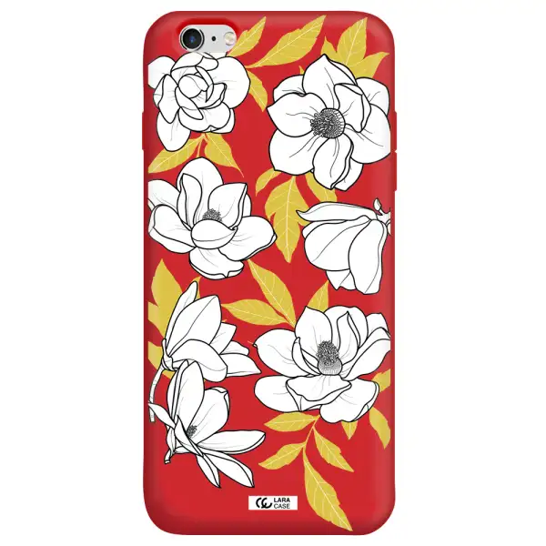 White Quince Flower Apple iPhone 6S Silicone Imperial Red Case