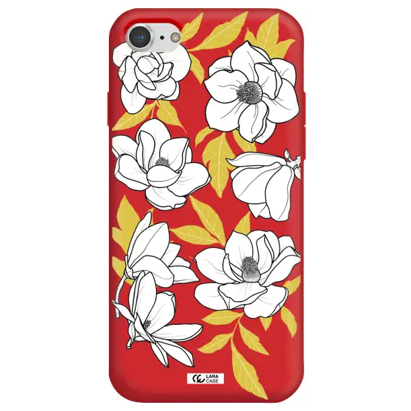 White Quince Flower Apple iPhone 7 Silicone Imperial Red Case