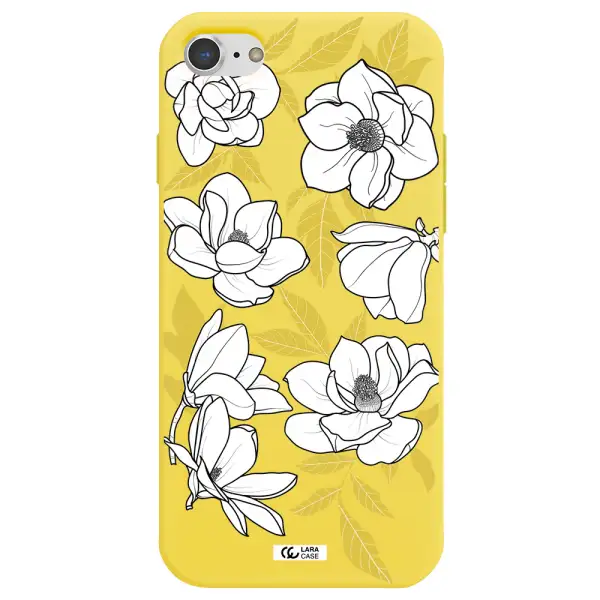 White Quince Flower Apple iPhone 8 Silicone canary yellow Case