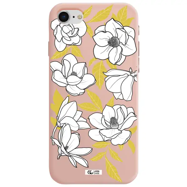 White Quince Flower Apple iPhone se 2020 Silicone pastel pink Case