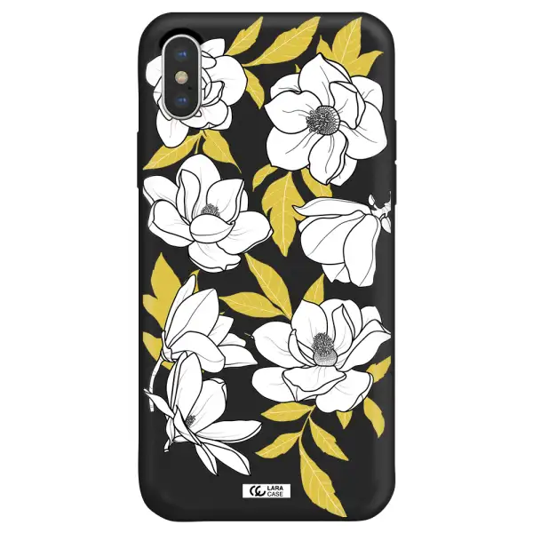 White Quince Flower Apple iPhone XS Silicone black Case