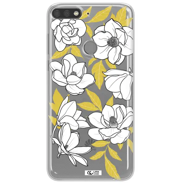 White Quince Flower Huawei Y7 Prime 2018 Clear TPU Case