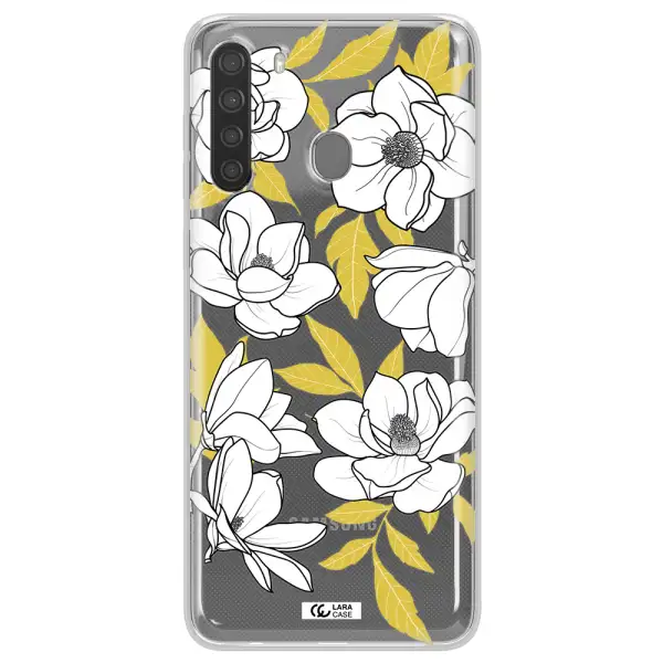 White Quince Flower Samsung A21 Clear TPU Case
