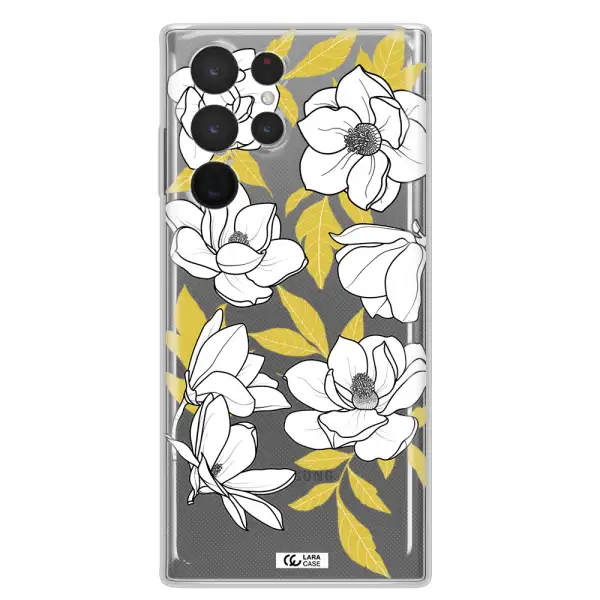 White Quince Flower Samsung S 22 Ultra Clear TPU Case