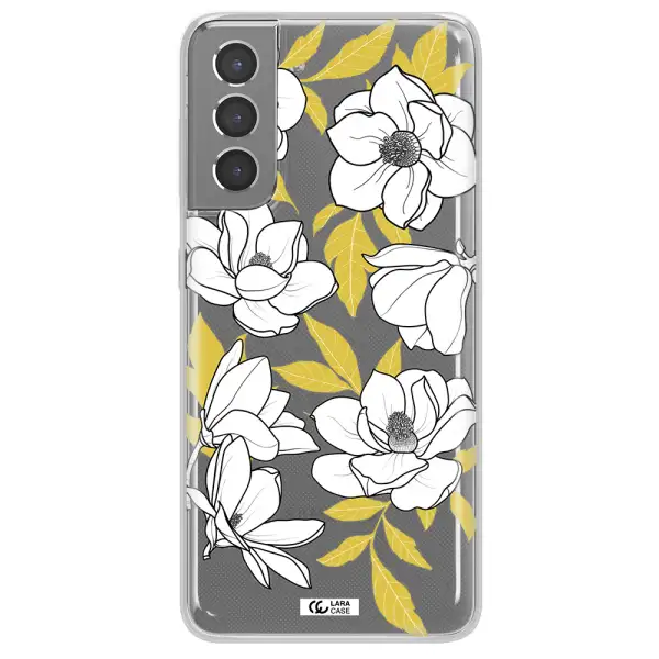 White Quince Flower Samsung S21 Clear TPU Case